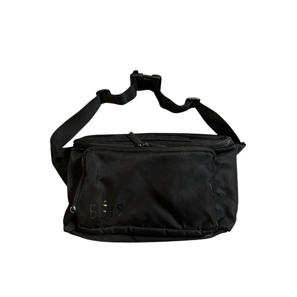 BEIS The Diaper Fanny Pack Black Nylon Crossbody Waist Bag with Wipes Pocket